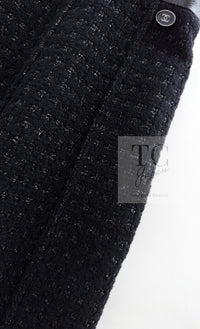 CHANEL 14A Black Wool Leather Tweed Dress 38 シャネル ブラック レザー ウール ツイード ワンピース 即発
