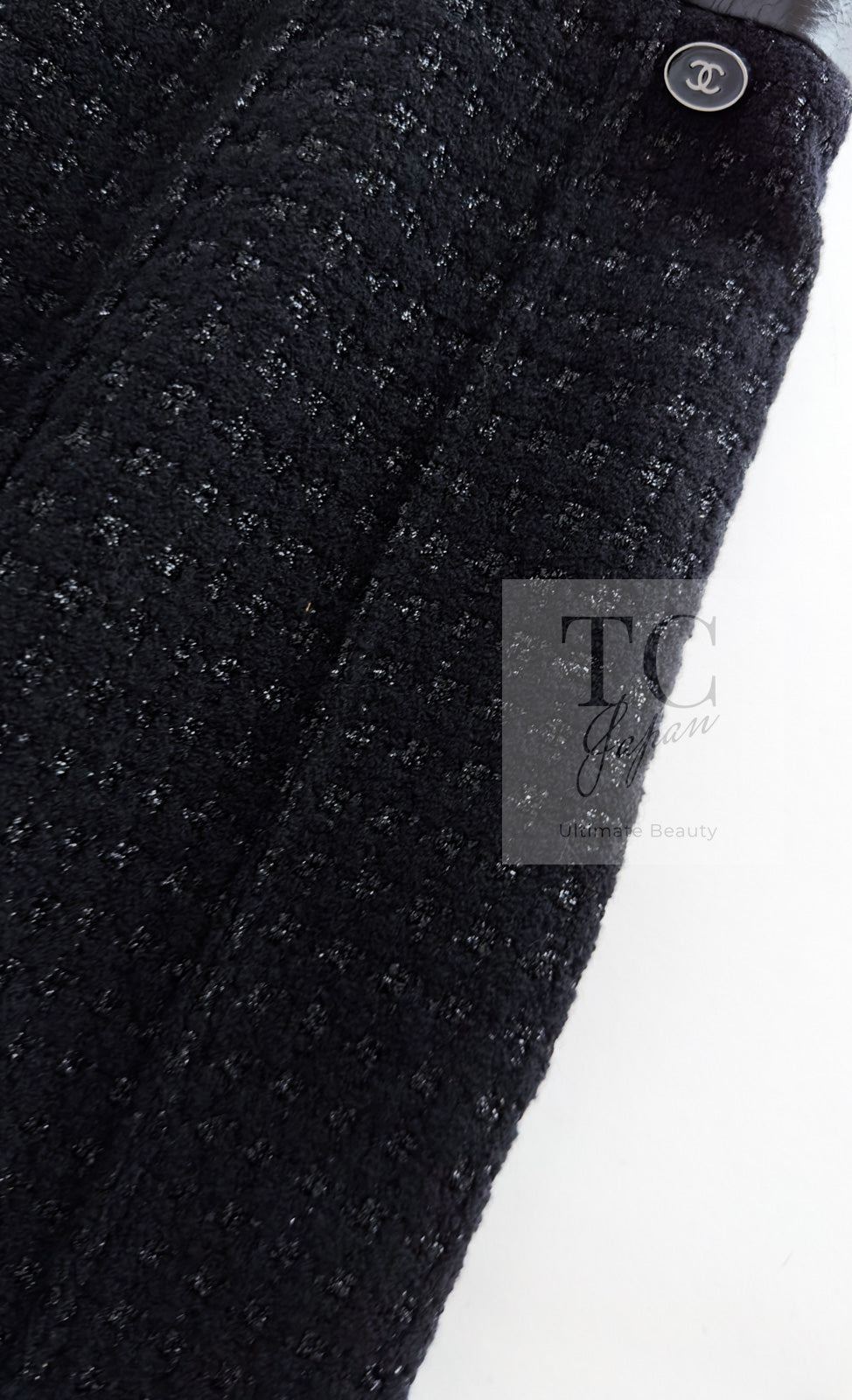 CHANEL 14A Black Wool Leather Tweed Dress 38 シャネル ブラック レザー ウール ツイード ワンピース 即発