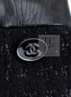CHANEL 14A Black Wool Leather Tweed Dress 38 シャネル ブラック レザー ウール ツイード ワンピース 即発
