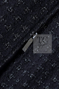 CHANEL 14A Black Wool Leather Tweed Dress 38 シャネル ブラック レザー ウール ツイード ワンピース 即発
