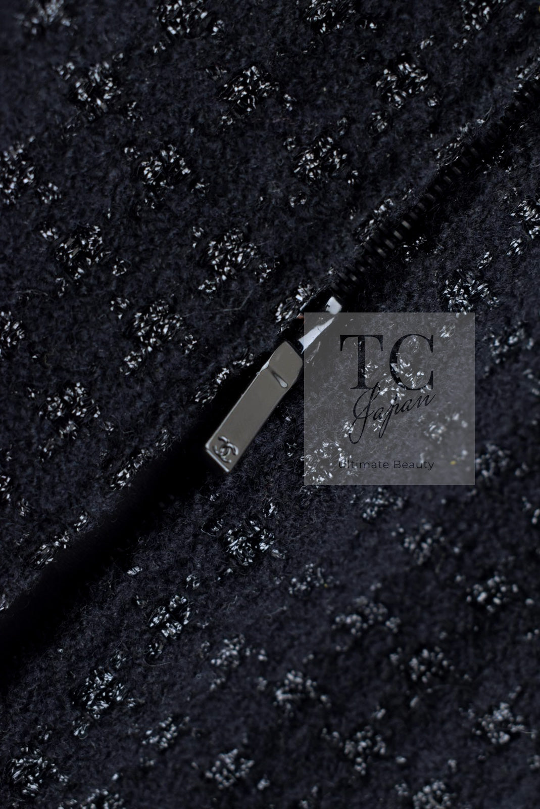 CHANEL 14A Black Wool Leather Tweed Dress 38 シャネル ブラック レザー ウール ツイード ワンピース 即発