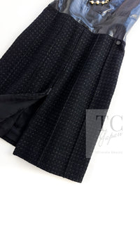 CHANEL 14A Black Wool Leather Tweed Dress 38 シャネル ブラック レザー ウール ツイード ワンピース 即発