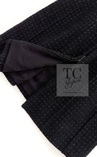 CHANEL 14A Black Wool Leather Tweed Dress 38 シャネル ブラック レザー ウール ツイード ワンピース 即発