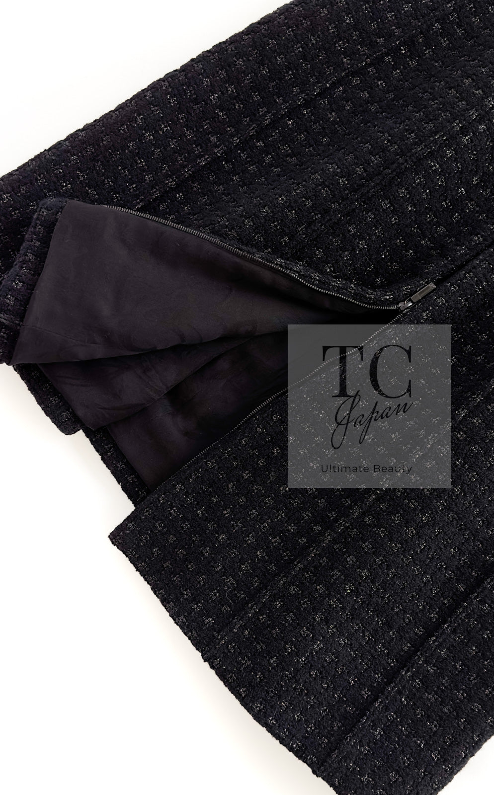 CHANEL 14A Black Wool Leather Tweed Dress 38 シャネル ブラック レザー ウール ツイード ワンピース 即発