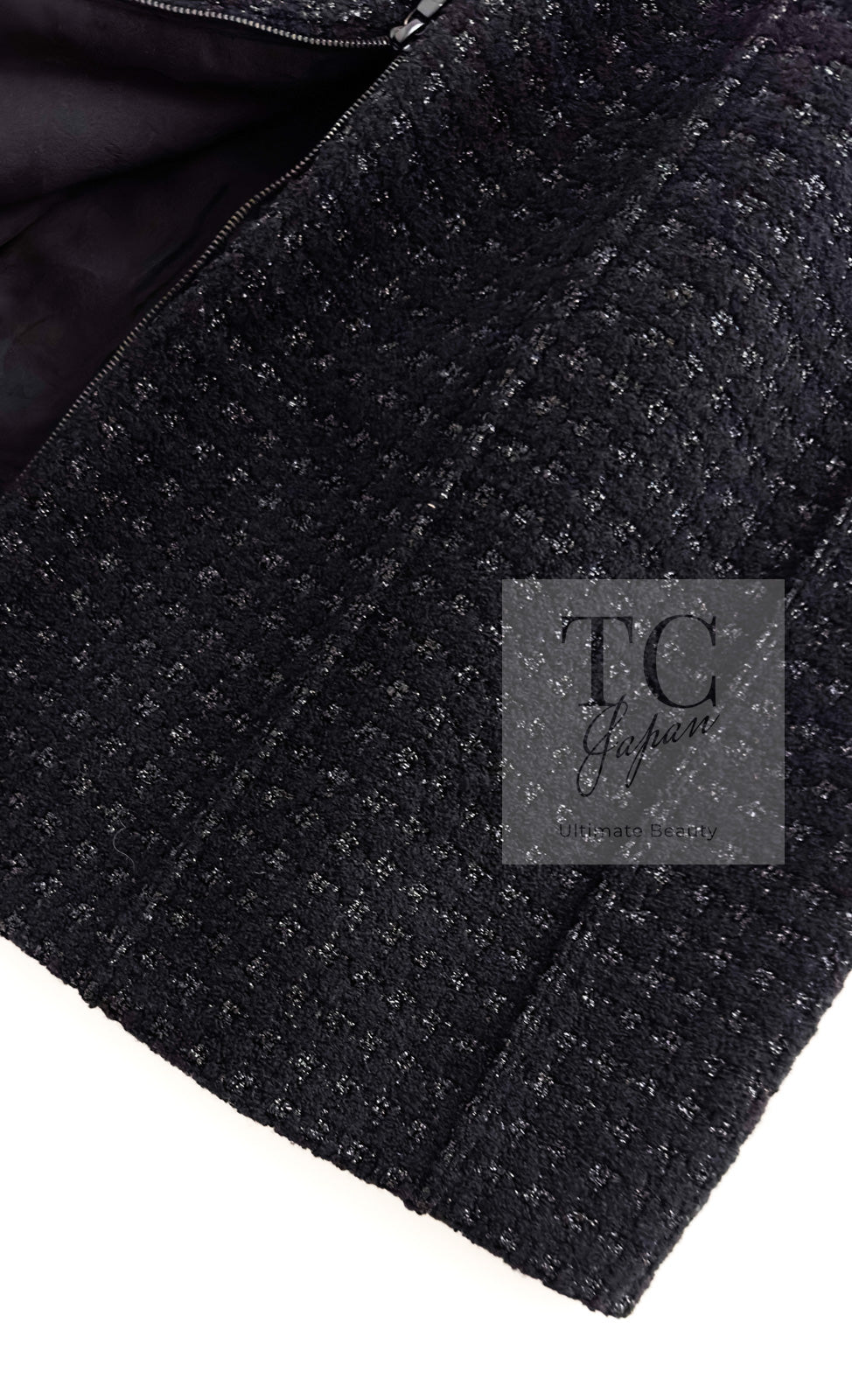CHANEL 14A Black Wool Leather Tweed Dress 38 シャネル ブラック レザー ウール ツイード ワンピース 即発