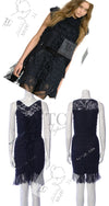 CHANEL 08A Navy Waffle Lace Trim Dress 34 シャネル ネイビー ワッフル レーストリム ワンピース 即発