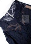CHANEL 08A Navy Waffle Lace Trim Dress 34 シャネル ネイビー ワッフル レーストリム ワンピース 即発