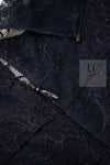CHANEL 08A Navy Waffle Lace Trim Dress 34 シャネル ネイビー ワッフル レーストリム ワンピース 即発