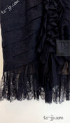 CHANEL 08A Navy Waffle Lace Trim Dress 34 シャネル ネイビー ワッフル レーストリム ワンピース 即発