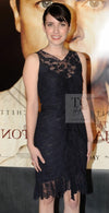 CHANEL 08A Navy Waffle Lace Trim Dress 34 シャネル ネイビー ワッフル レーストリム ワンピース 即発