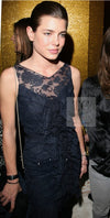 CHANEL 08A Navy Waffle Lace Trim Dress 34 シャネル ネイビー ワッフル レーストリム ワンピース 即発