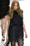 CHANEL 08A Navy Waffle Lace Trim Dress 34 シャネル ネイビー ワッフル レーストリム ワンピース 即発