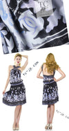 CHANEL 06S Smoky Soft Ink Black Navy Floral Print Dress 36 シャネル 霞スモーキー ブラック ネイビー フローラル シルク 100% ワンピース 即発
