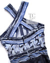 CHANEL 06S Smoky Soft Ink Black Navy Floral Print Dress 36 シャネル 霞スモーキー ブラック ネイビー フローラル シルク 100% ワンピース 即発