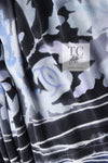 CHANEL 06S Smoky Soft Ink Black Navy Floral Print Dress 36 シャネル 霞スモーキー ブラック ネイビー フローラル シルク 100% ワンピース 即発