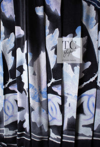 CHANEL 06S Smoky Soft Ink Black Navy Floral Print Dress 36 シャネル 霞スモーキー ブラック ネイビー フローラル シルク 100% ワンピース 即発