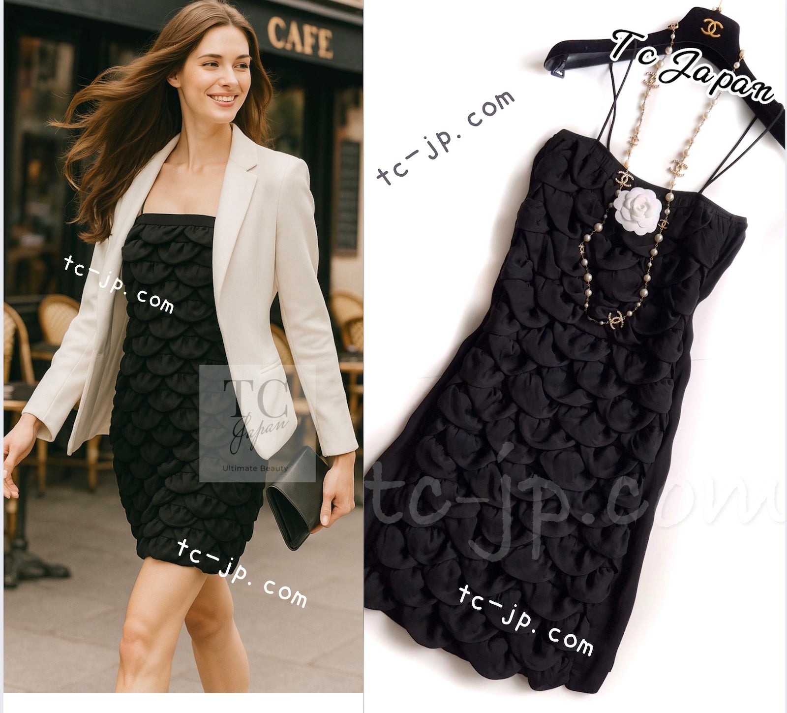 CHANEL 09C Black Sleeveless Camelia Dress 36 シャネル カメリア ブラック ワンピース 即発