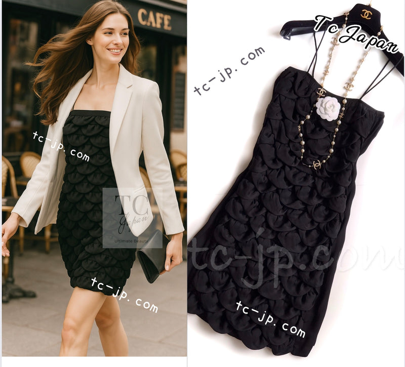 CHANEL 09C Black Sleeveless Camelia Dress 36 シャネル カメリア ブラック ワンピース 即発