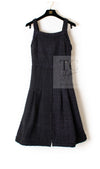 CHANEL 12A Black Purple Plum Sleeveless Cotton Dress 36 38 シャネル ブラック パープル プラム ノースリーブ コットン ワンピース 即発