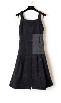 CHANEL 12A Black Purple Plum Sleeveless Cotton Dress 36 38 シャネル ブラック パープル プラム ノースリーブ コットン ワンピース 即発