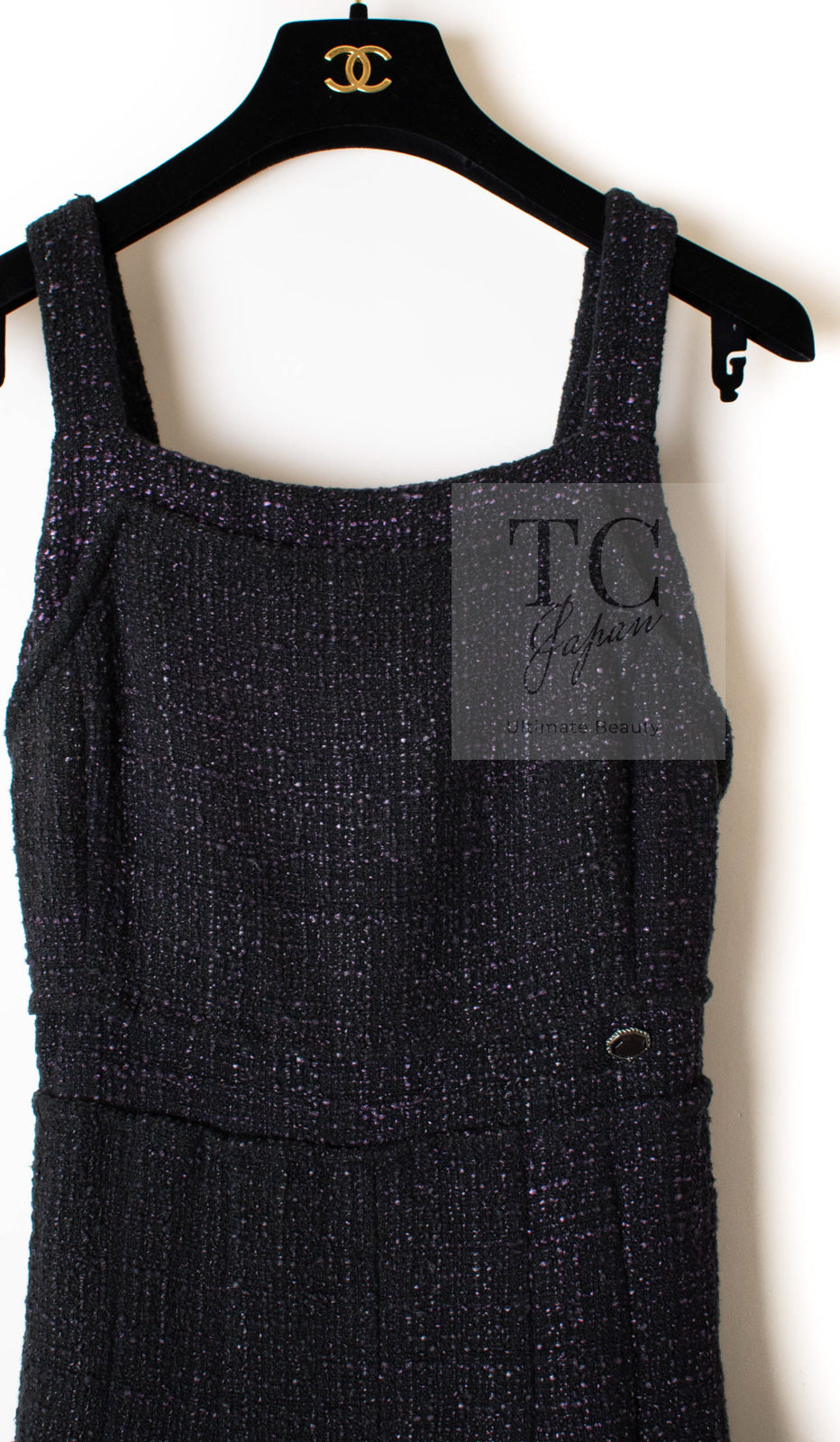 シャネル ワンピース CHANEL 12A ブラック パープル ノースリーブ