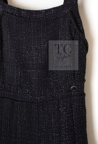 CHANEL 12A Black Purple Plum Sleeveless Cotton Dress 36 38 シャネル ブラック パープル プラム ノースリーブ コットン ワンピース 即発