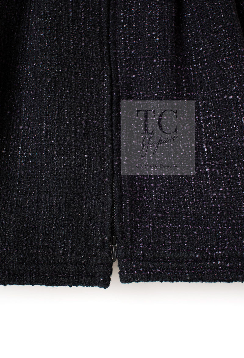 CHANEL 12A Black Purple Plum Sleeveless Cotton Dress 36 38 シャネル ブラック パープル プラム ノースリーブ コットン ワンピース 即発