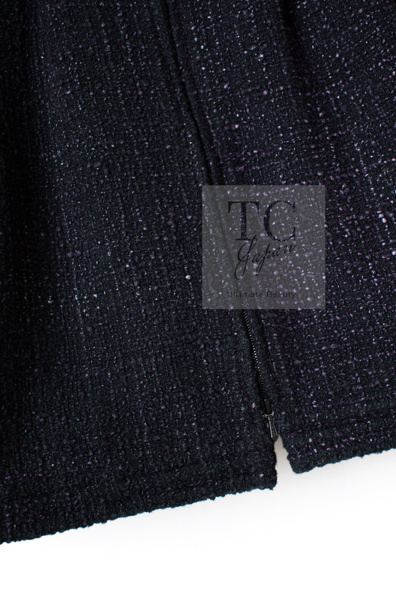 CHANEL 12A Black Purple Plum Sleeveless Cotton Dress 36 38 シャネル ブラック パープル プラム ノースリーブ コットン ワンピース 即発