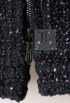 CHANEL 12A Black Purple Plum Sleeveless Cotton Dress 36 38 シャネル ブラック パープル プラム ノースリーブ コットン ワンピース 即発