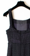 CHANEL 12A Black Purple Plum Sleeveless Cotton Dress 36 38 シャネル ブラック パープル プラム ノースリーブ コットン ワンピース 即発