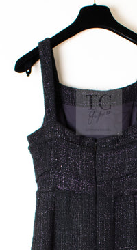 CHANEL 12A Black Purple Plum Sleeveless Cotton Dress 36 38 シャネル ブラック パープル プラム ノースリーブ コットン ワンピース 即発