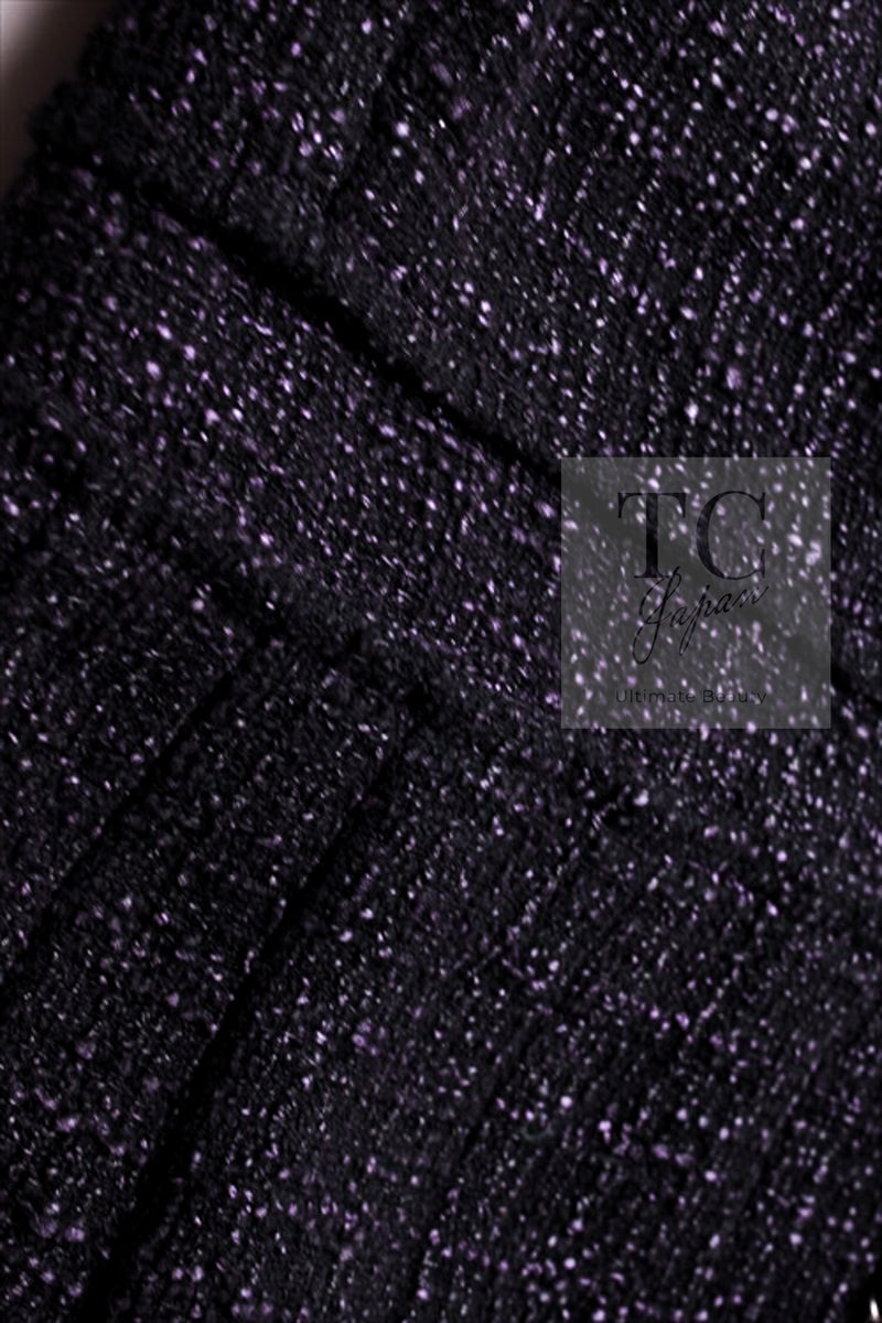 CHANEL 12A Black Purple Plum Sleeveless Cotton Dress 36 38 シャネル ブラック パープル プラム ノースリーブ コットン ワンピース 即発