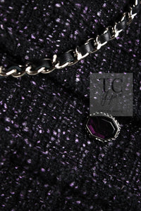 CHANEL 12A Black Purple Plum Sleeveless Cotton Dress 36 38 シャネル ブラック パープル プラム ノースリーブ コットン ワンピース 即発