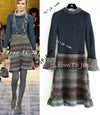 CHANEL 11PF Paris Byzance Gold Thread Mix Wool Knit Dress 34 36 38 シャネル ネイビー ミックス メタリック ニット ワンピース 即発