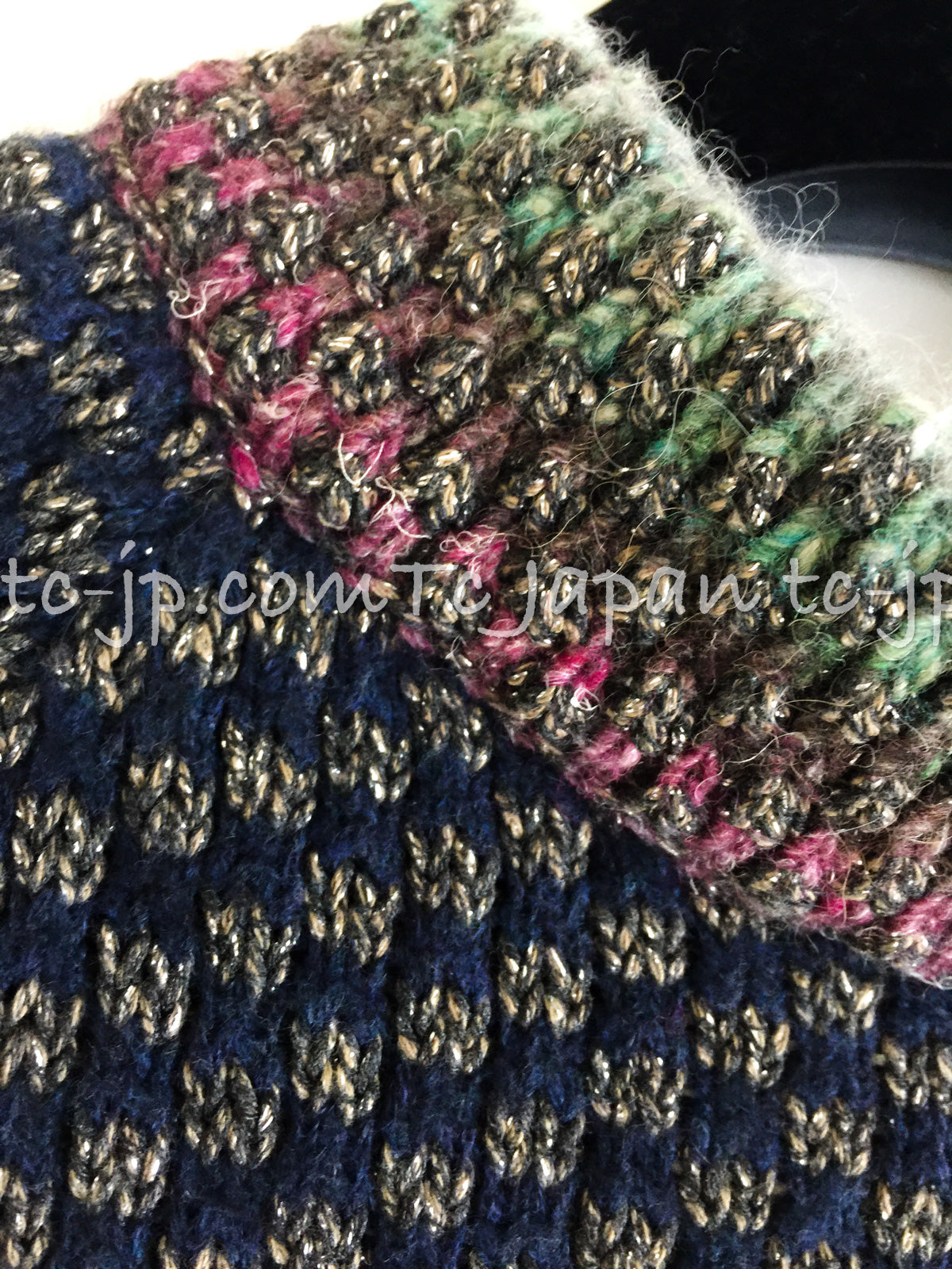 シャネル ワンピース CHANEL ネイビー ミックス メタリック ニット