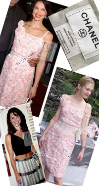 CHANEL 02S White Gray Dots Silk Set Up Camisole & Pleated Skirt 38 40 シャネル ホワイト グレー セットアップ キャミソール ＆ プリーツ スカート 即発