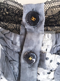 CHANEL 02S White Gray Dots Silk Set Up Camisole & Pleated Skirt 38 40 シャネル ホワイト グレー セットアップ キャミソール ＆ プリーツ スカート 即発