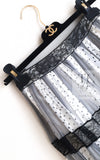 CHANEL 02S White Gray Dots Silk Set Up Camisole & Pleated Skirt 38 40 シャネル ホワイト グレー セットアップ キャミソール ＆ プリーツ スカート 即発