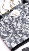 CHANEL 02S White Gray Dots Silk Set Up Camisole & Pleated Skirt 38 40 シャネル ホワイト グレー セットアップ キャミソール ＆ プリーツ スカート 即発