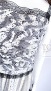 CHANEL 02S White Gray Dots Silk Set Up Camisole & Pleated Skirt 38 40 シャネル ホワイト グレー セットアップ キャミソール ＆ プリーツ スカート 即発