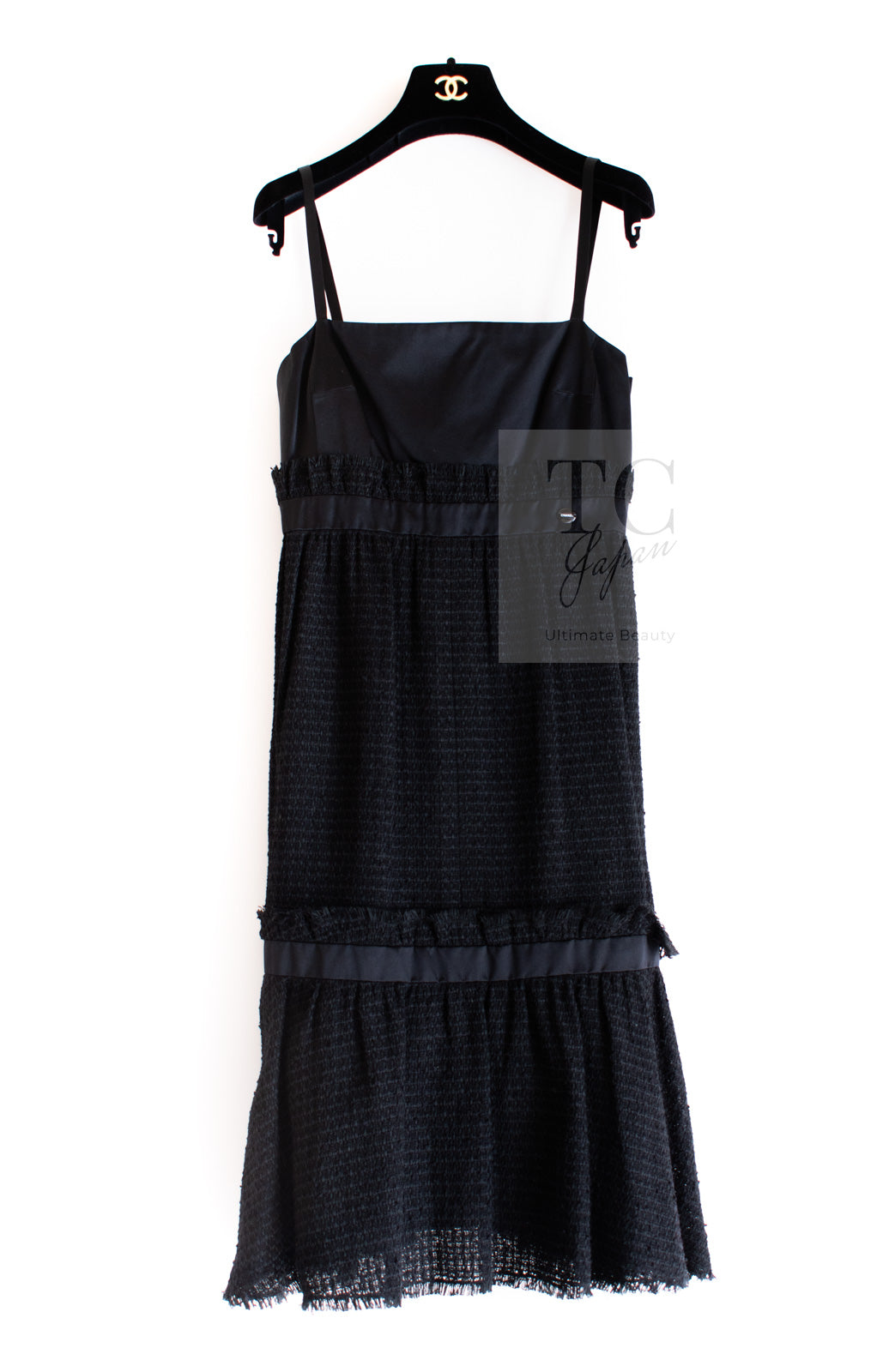 CHANEL 09S Black Tweed Dress 36 シャネル ブラック キャミソール ツイード ワンピース 冠婚葬祭 即発