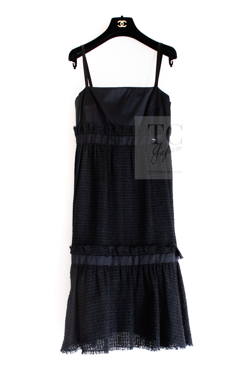 CHANEL 09S Black Tweed Dress 36 シャネル ブラック キャミソール ツイード ワンピース 冠婚葬祭 即発