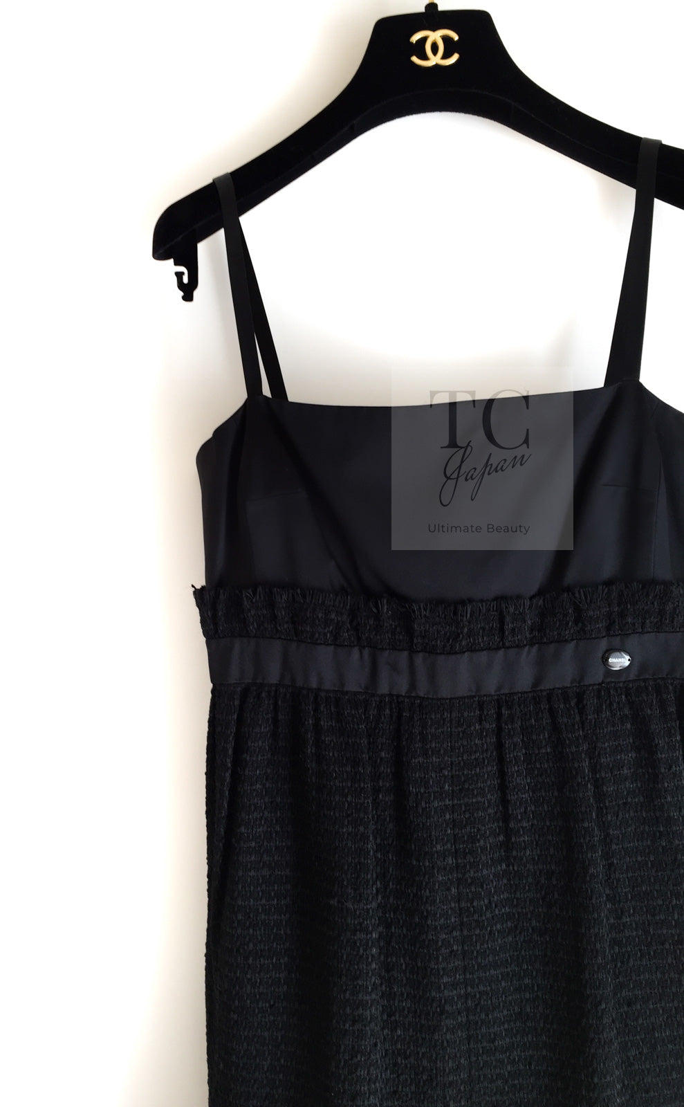 CHANEL 09S Black Tweed Dress 36 シャネル ブラック キャミソール ツイード ワンピース 冠婚葬祭 即発
