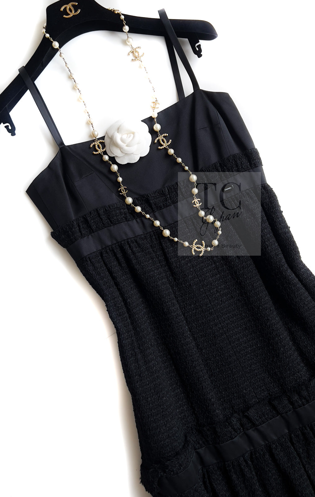 CHANEL 09S Black Tweed Dress 36 シャネル ブラック キャミソール ツイード ワンピース 冠婚葬祭 即発