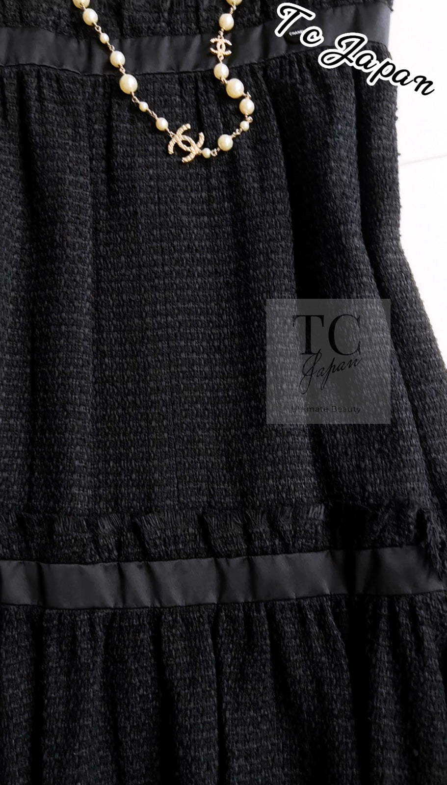 CHANEL 09S Black Tweed Dress 36 シャネル ブラック キャミソール ツイード ワンピース 冠婚葬祭 即発 - TC JAPAN