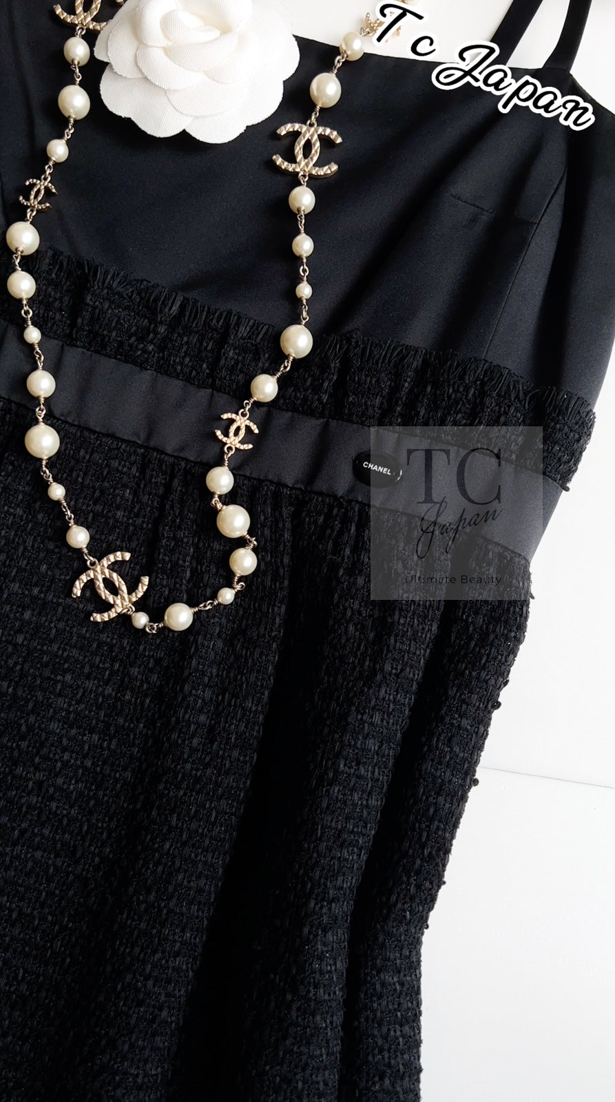 CHANEL 09S Black Tweed Dress 36 シャネル ブラック キャミソール ツイード ワンピース 冠婚葬祭 即発