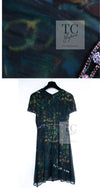 CHANEL 97A Black Green Watercolour Beaded Dress 34 36 シャネル ブラック グリーン CC ロゴ ビーズ装飾 ワンピース