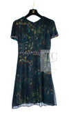 CHANEL 97A Black Green Watercolour Beaded Dress 34 36 シャネル ブラック グリーン CC ロゴ ビーズ装飾 ワンピース