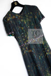 CHANEL 97A Black Green Watercolour Beaded Dress 34 36 シャネル ブラック グリーン CC ロゴ ビーズ装飾 ワンピース