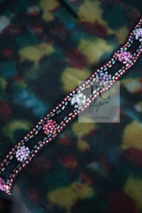 CHANEL 97A Black Green Watercolour Beaded Dress 34 36 シャネル ブラック グリーン CC ロゴ ビーズ装飾 ワンピース